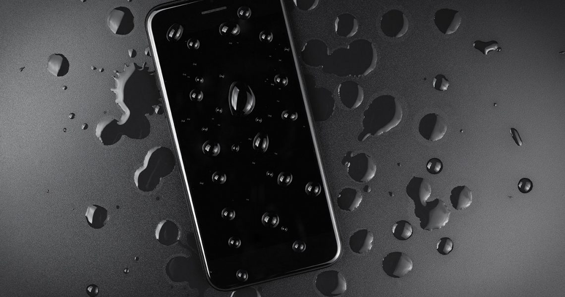 Cell Phone Water Drops Image